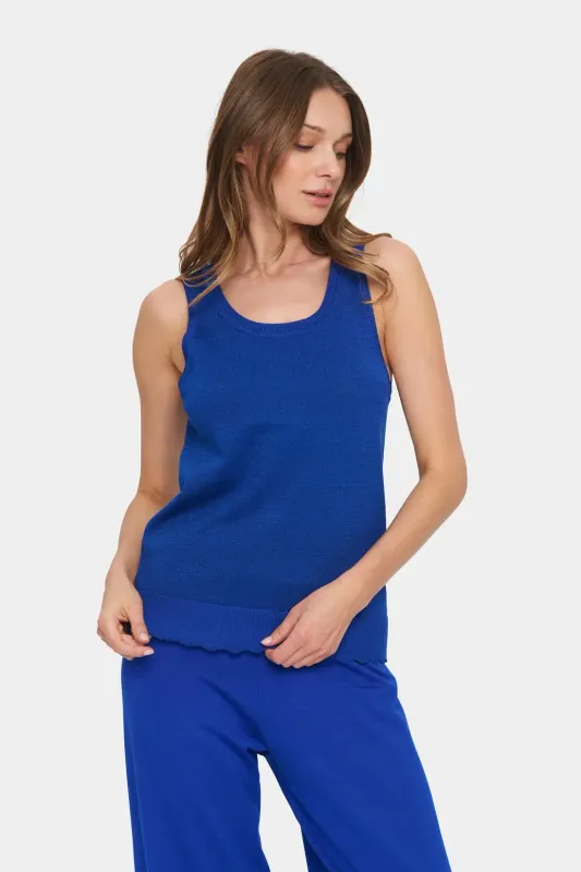 Mila Shimmer Tank Top - Surf Blue