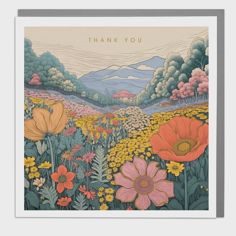 Thank You Card - Flower Landscape
