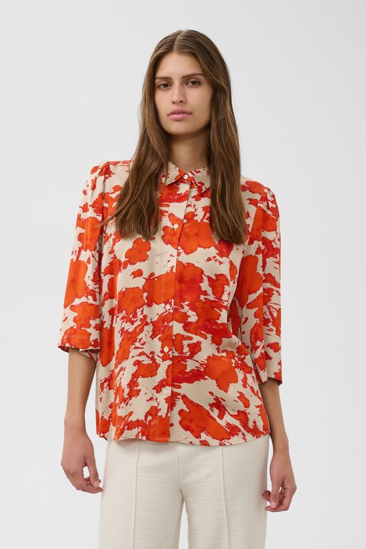 Clero Printed Shirt -Pureed Pumpkin Flower Print