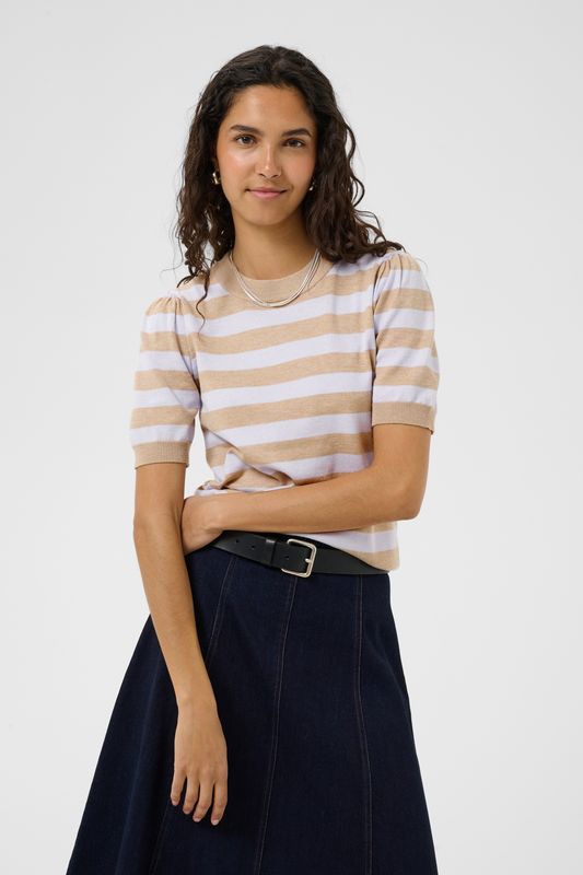 Mila SS Block Stripe Pullover - Lilac Savannah Block Stripe / Purple