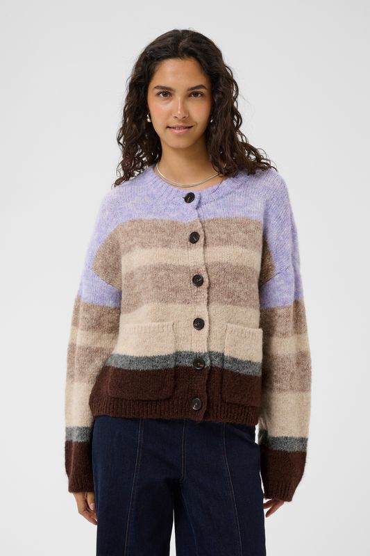 Seraphina Cardigan - Chocolate Lilac Multi Stripe / Purple