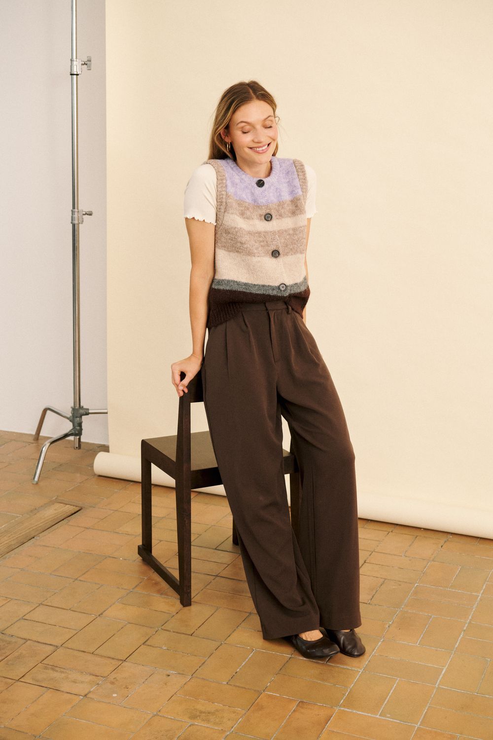 Seraphina Waistcoat - Chocolate Lilac Multi Stripe / Purple