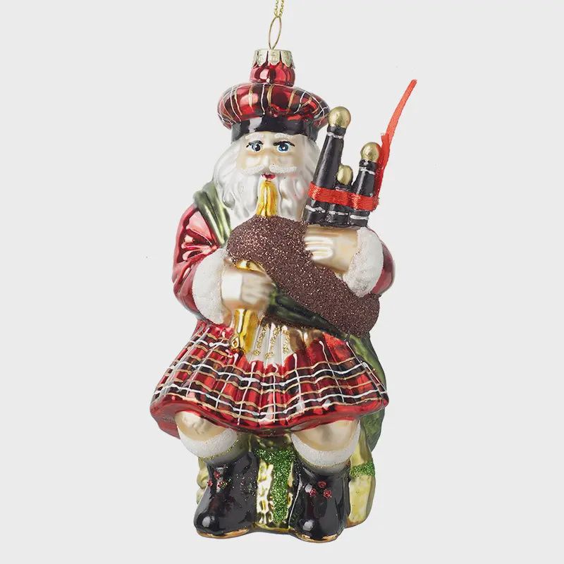Scottish Santa - Glass - Bagpipes
