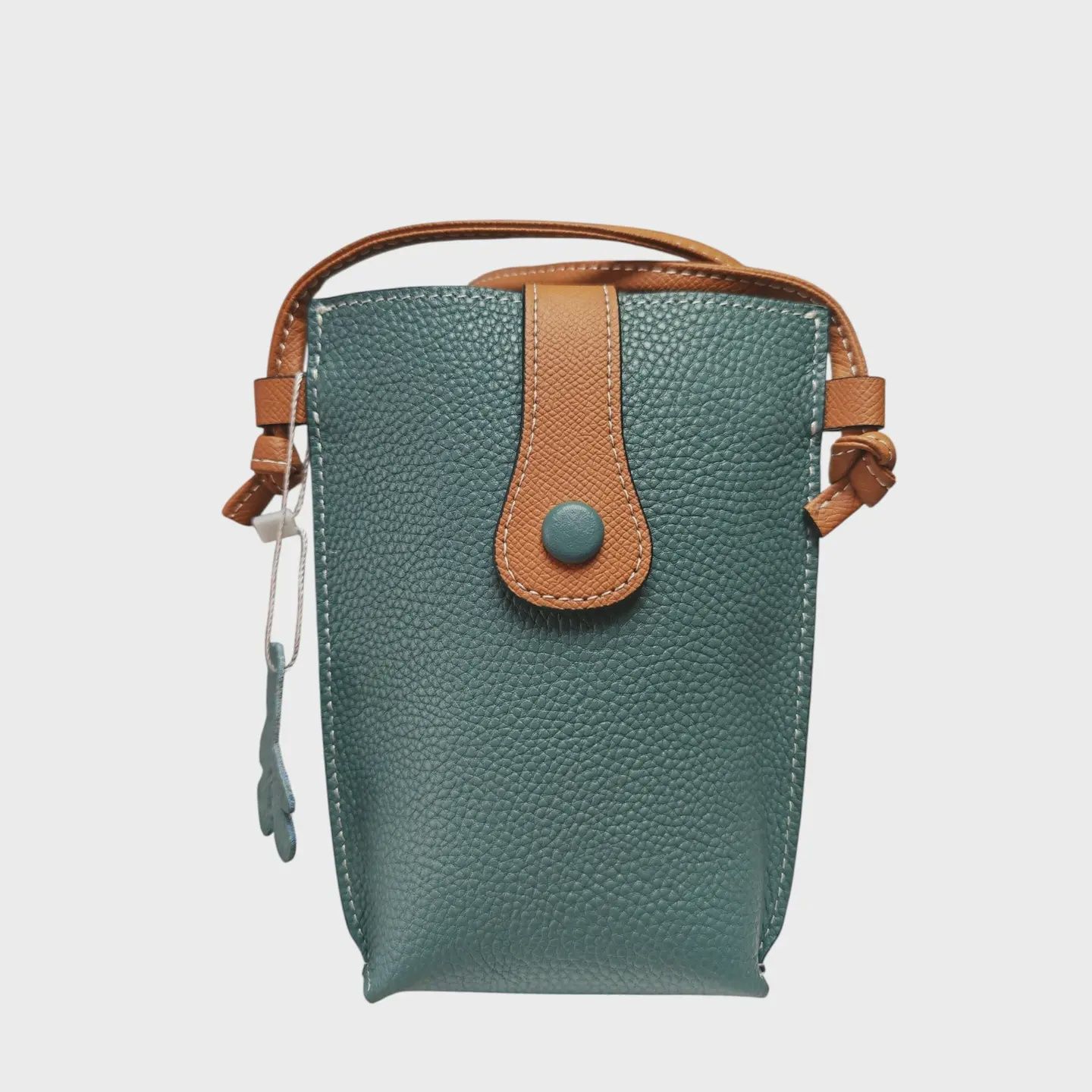 Two Tone Leather Mobile Bag - Blue