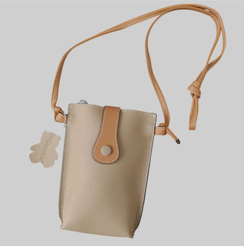 TwoTone Leather Mobile Bag - Beige White
