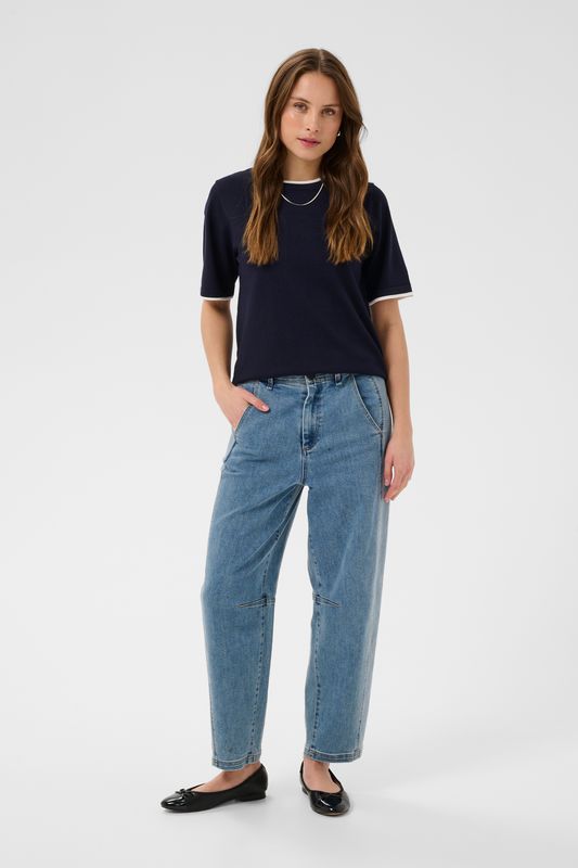 Mila Contrast Stripe SS Pullover - Night Sky Ice Contrast