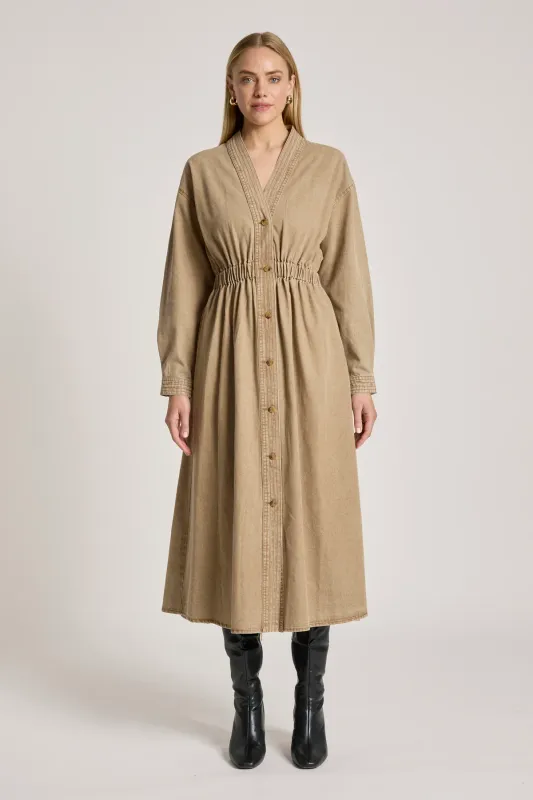 Bodhi Denim Dress - Fawn