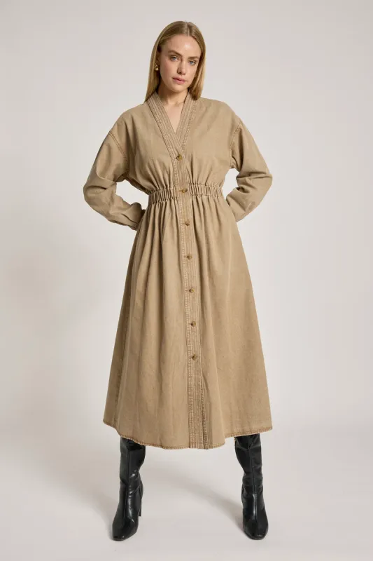 Bodhi Denim Dress - Fawn