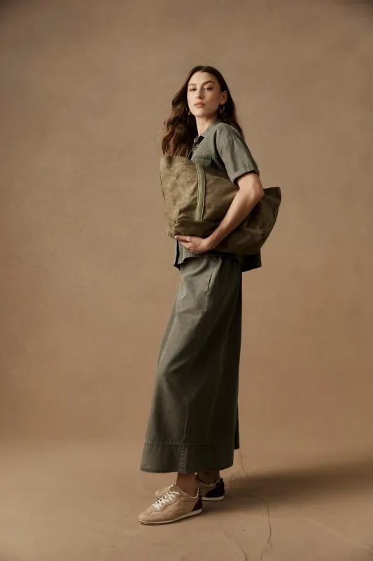 Bodhi Denim Skirt - Olive