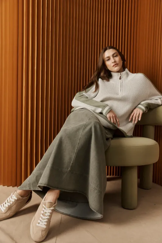 Liora Zip Jumper  - Bisque/Sage