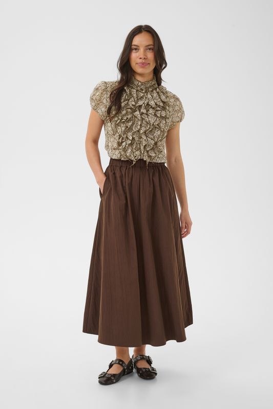 Lilja Crinkle SS Shirt - Dark Earth Flower Paper