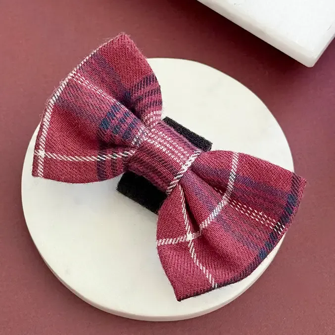 Mulberry Plaid Bow Tie