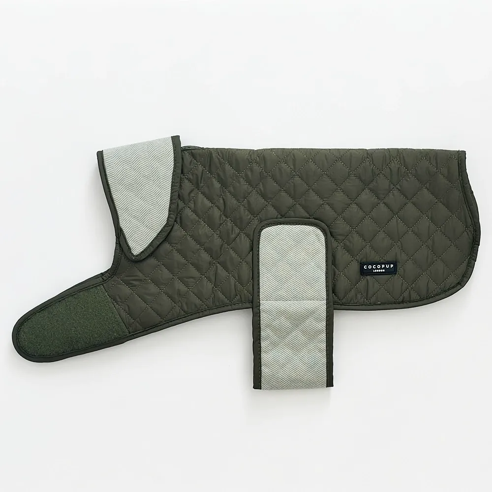 Luxe Quilted Dog Coat - Country Khaki