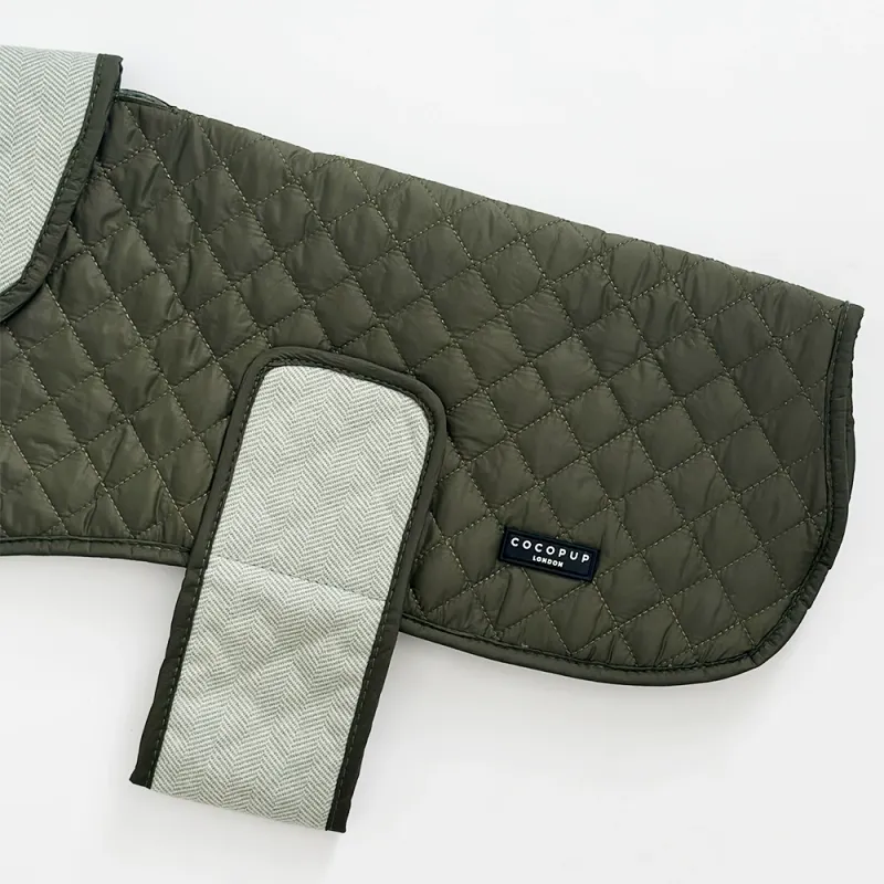 Luxe Quilted Dog Coat - Country Khaki