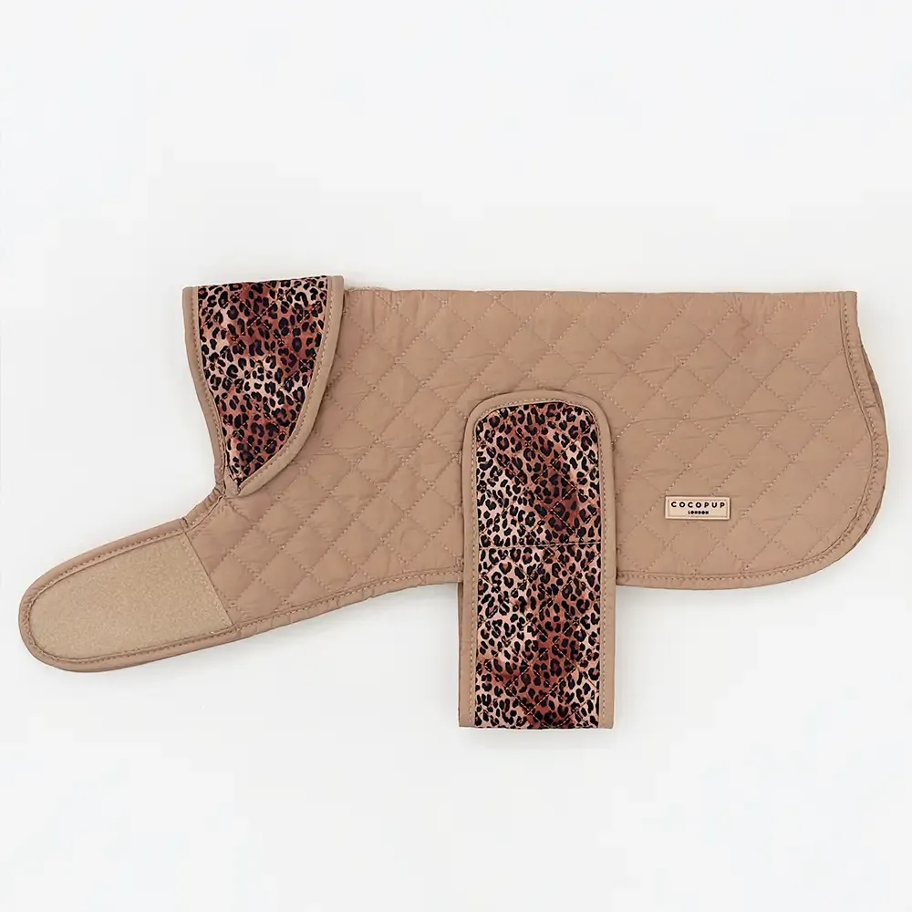 Luxe Quilted Dog Coat - Leopard Pup