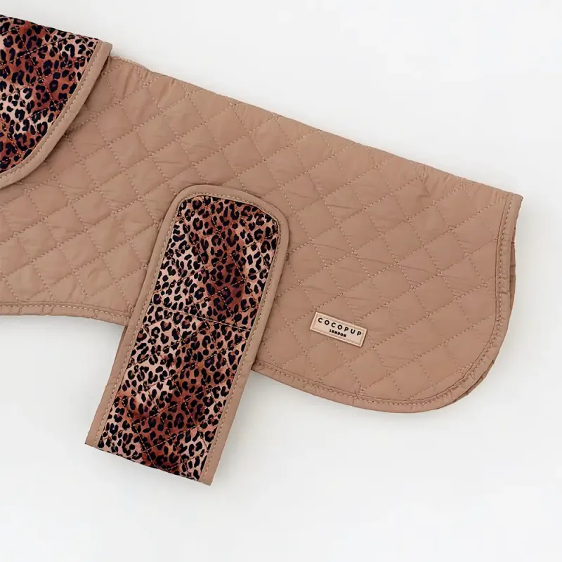 Luxe Quilted Dog Coat - Leopard Pup