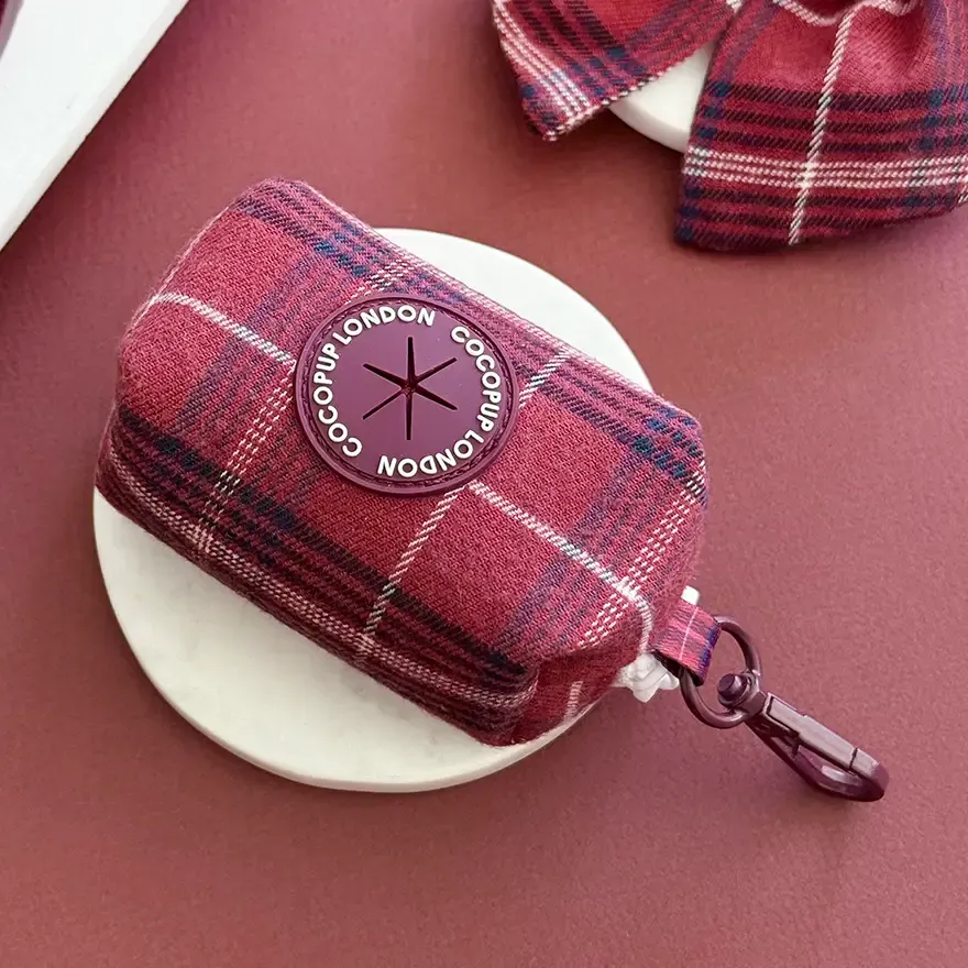Mulberry Plaid Poop Bag Holder