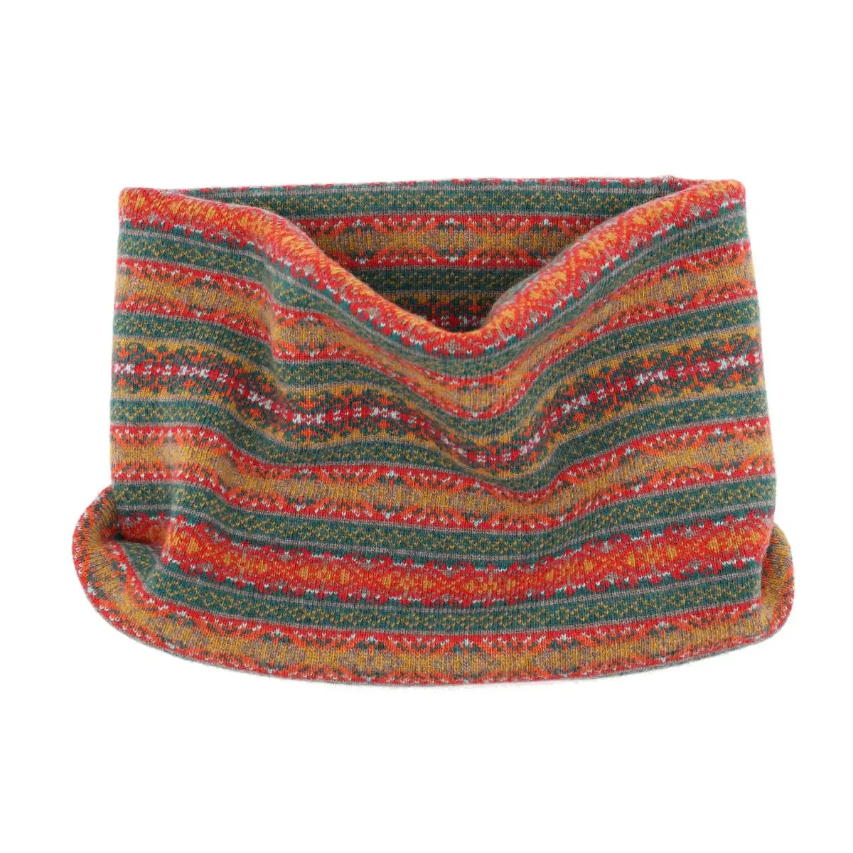 Cashmere Blend Fairisle Snood - Peacock Spice