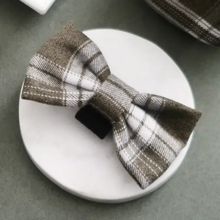 Olive Check Bow Tie