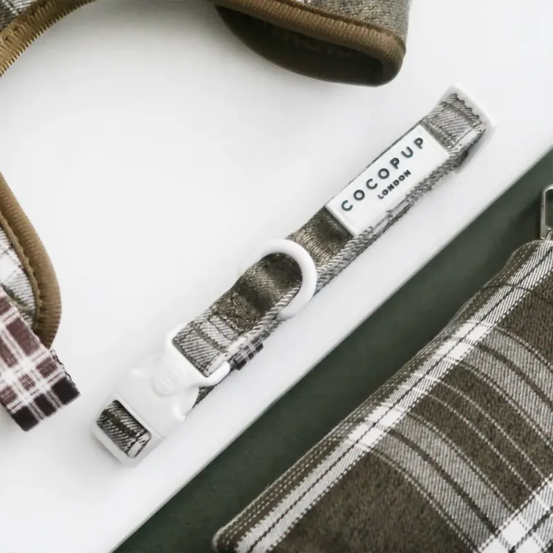 Olive Check Collar