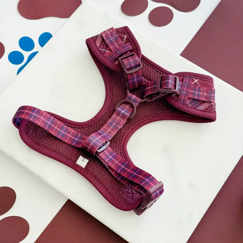 Adjustable Neck Harness - Mulberry Plaid