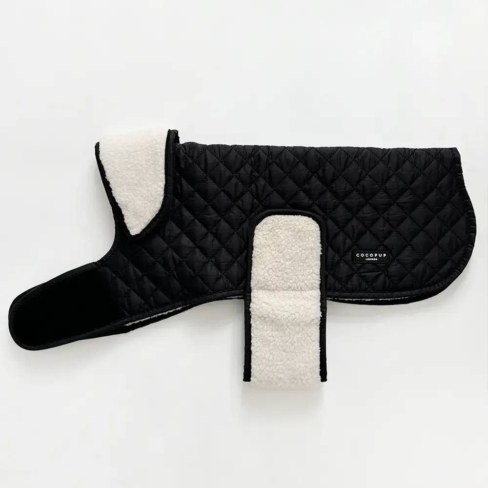 Luxe Quilted Dog Coat - Midnight Black
