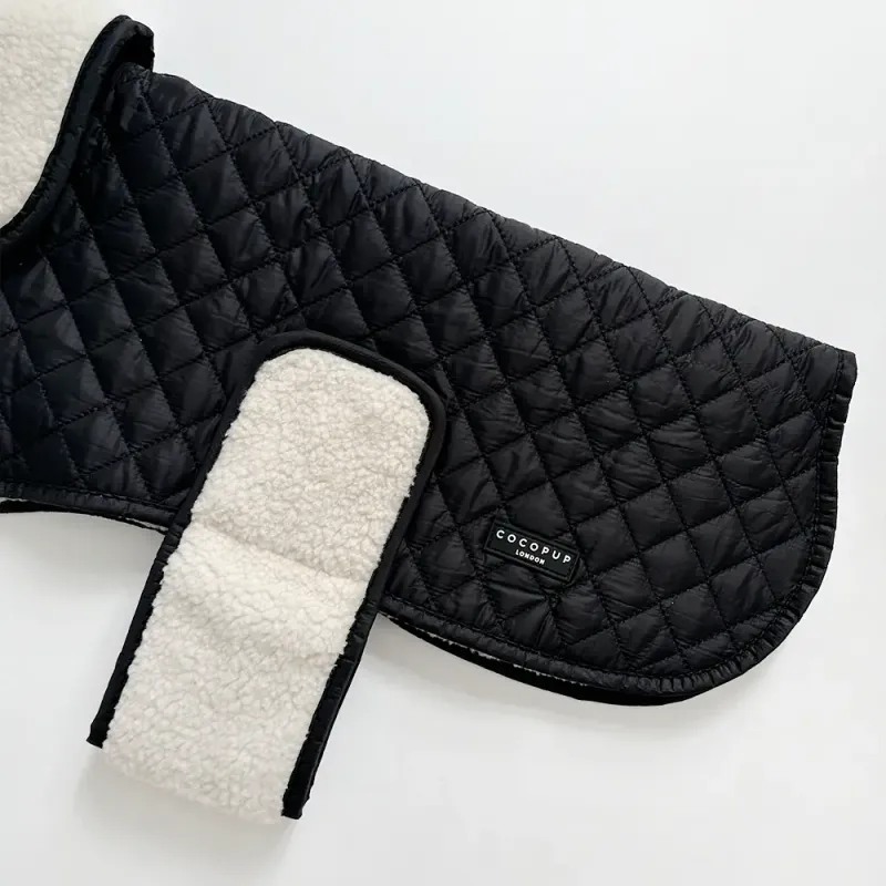 Luxe Quilted Dog Coat - Midnight Black