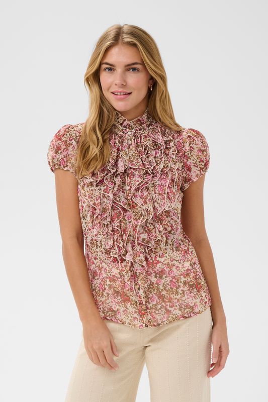 Lilja Crinkle SS Shirt - Ballerina Brushed Blooms