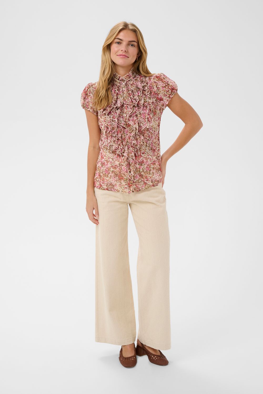 Lilja Crinkle SS Shirt - Ballerina Brushed Blooms