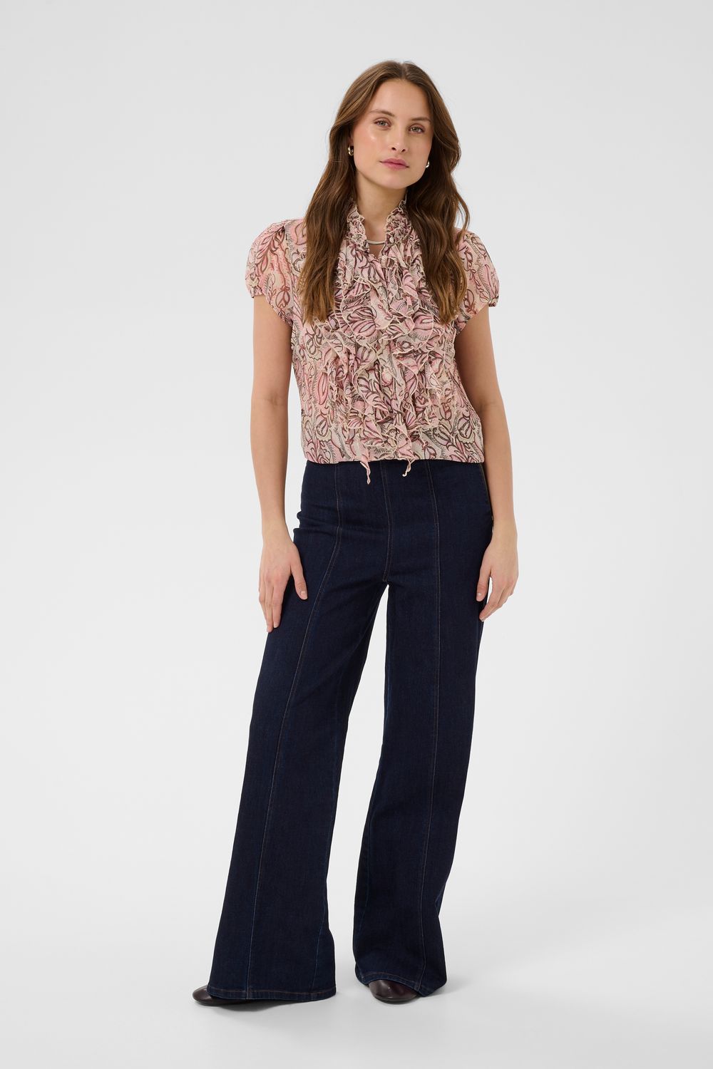 Lilja Crinkle SS Shirt -Dusty Pinks Arty Blooms