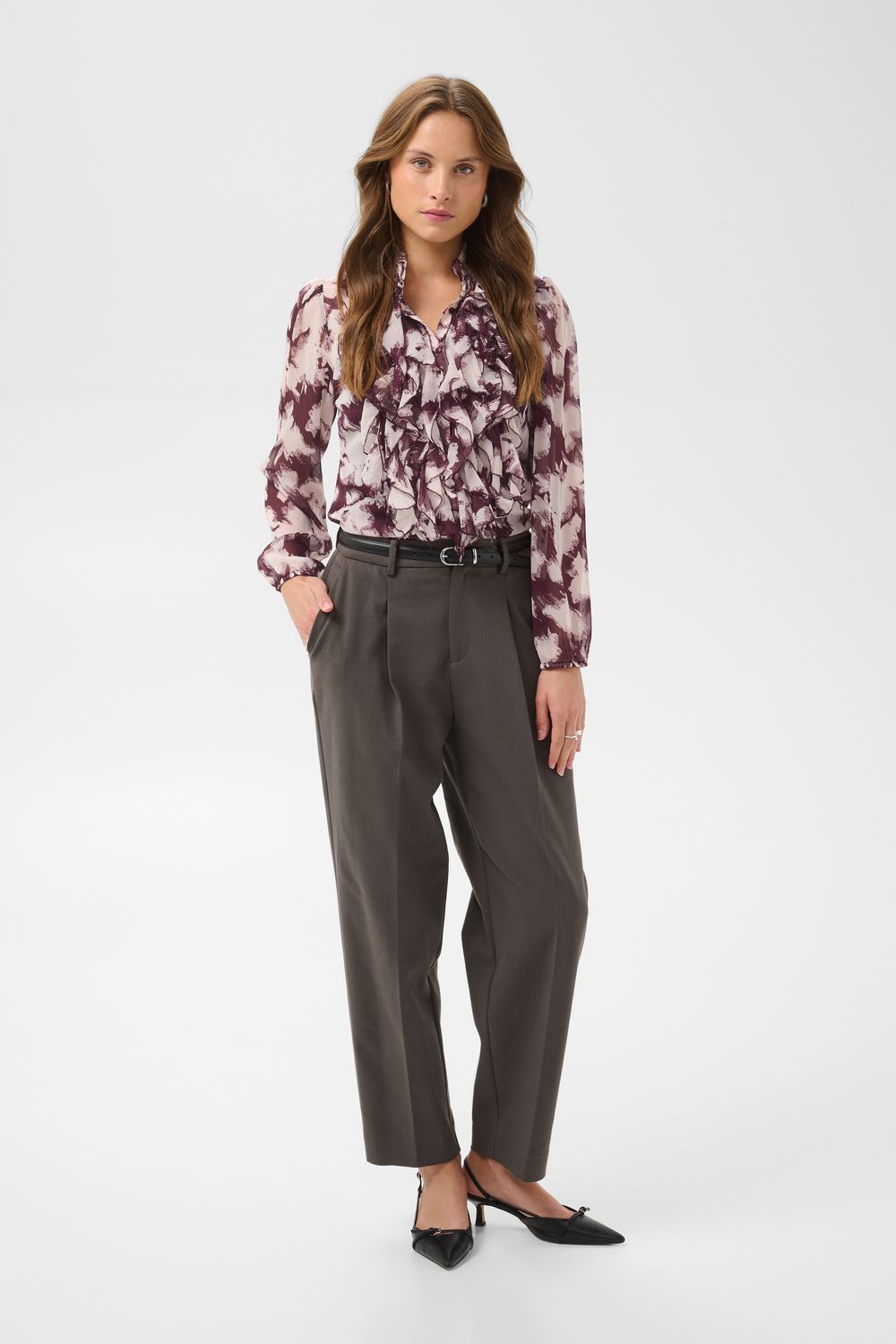 Lilja Crinkle LS Shirt - Winetasting Shadow Blooms