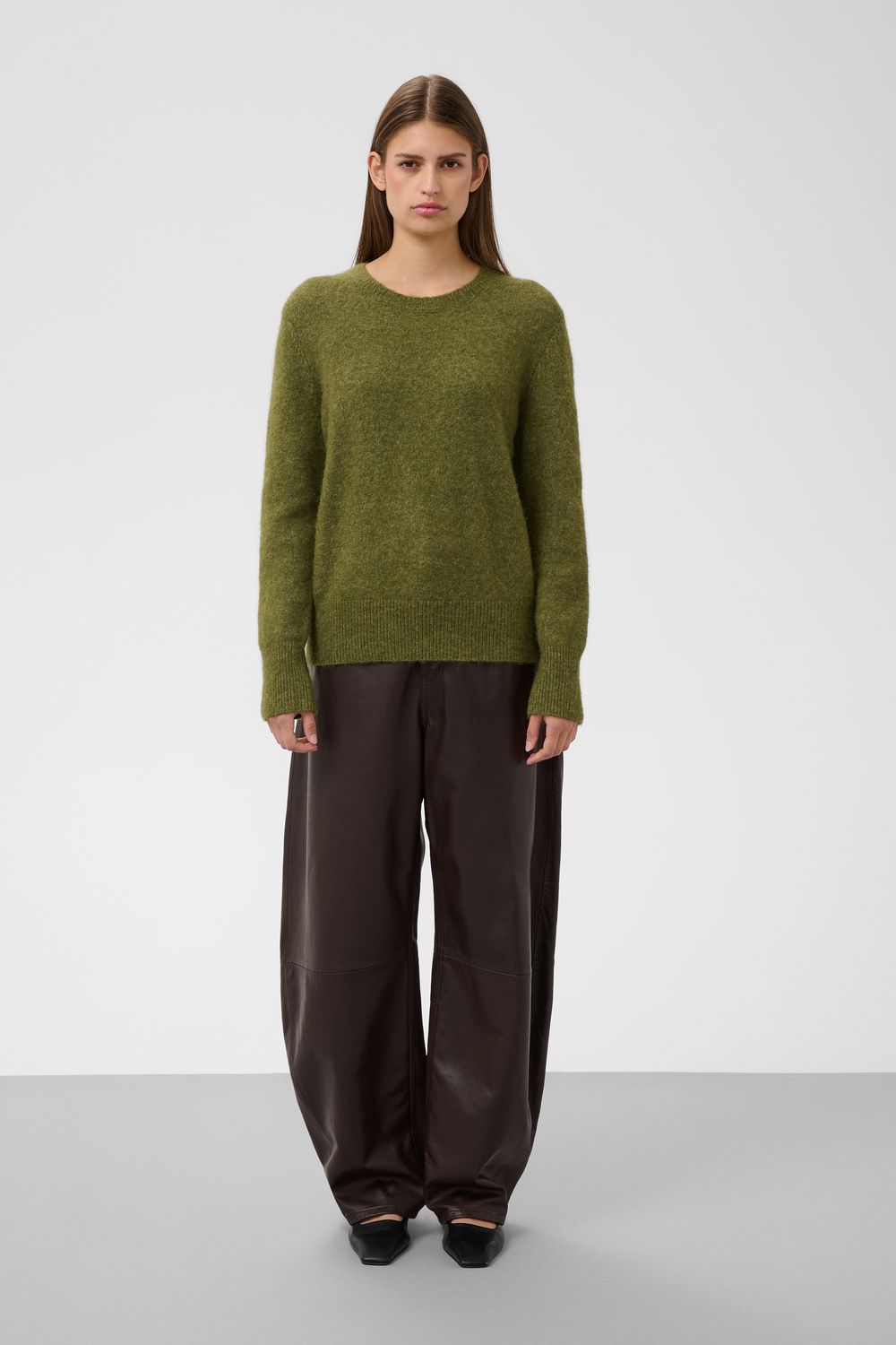 Anina Molina Crew Neck Pullover - Loden Green Melange