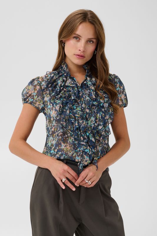 Lilja Crinkle SS Shirt - Dig Dipper Camouflaged Blooms