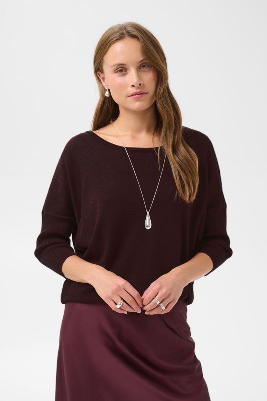 Mila Round Neck Pullover - Winetasting Melange