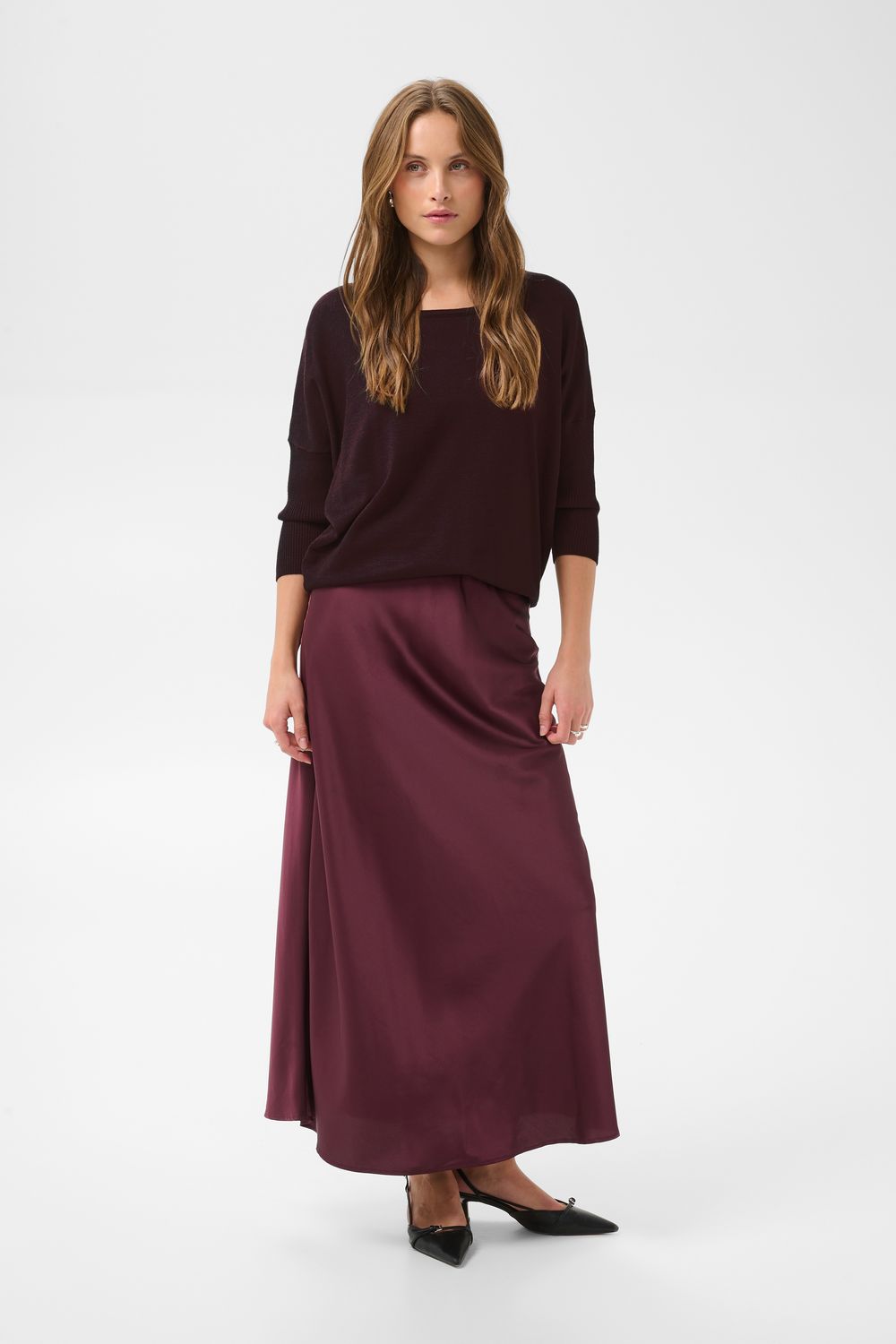 Mila Round Neck Pullover - Winetasting Melange