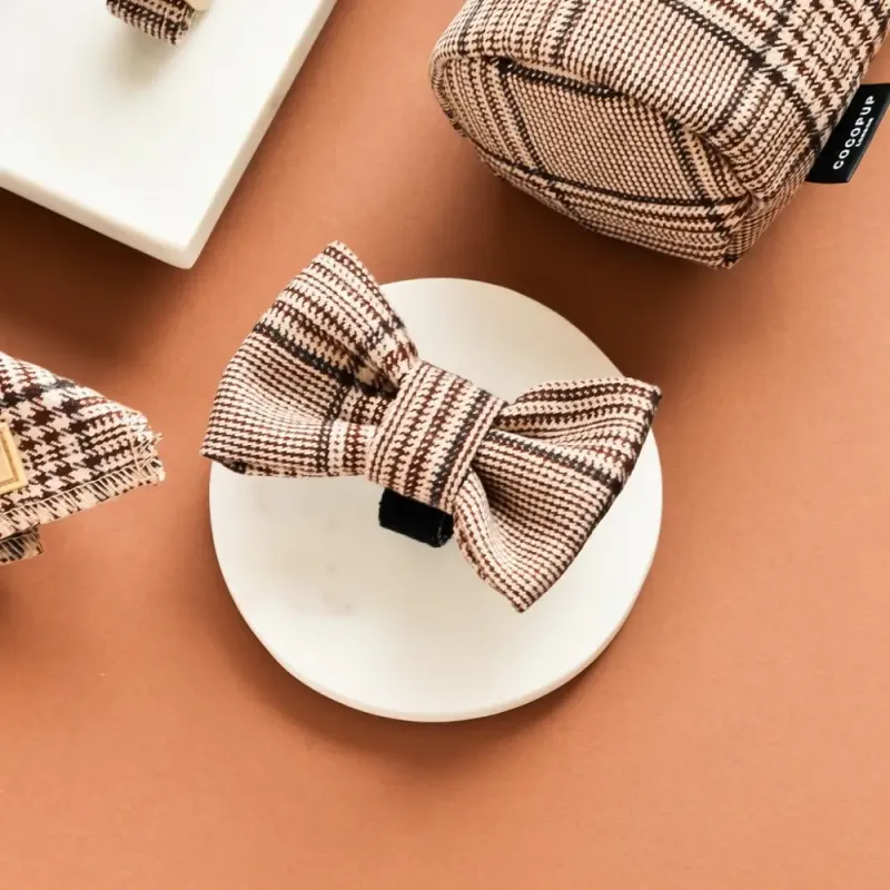 Pup Plaid Bow Tie