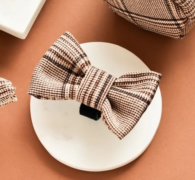 Pup Plaid Bow Tie