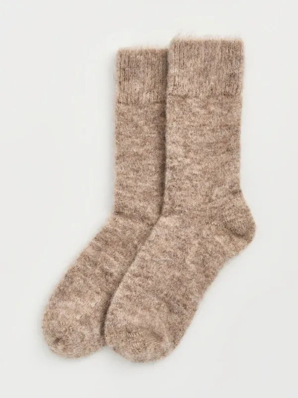 Ultra Soft Alpaca Bed Socks - Hare Grey