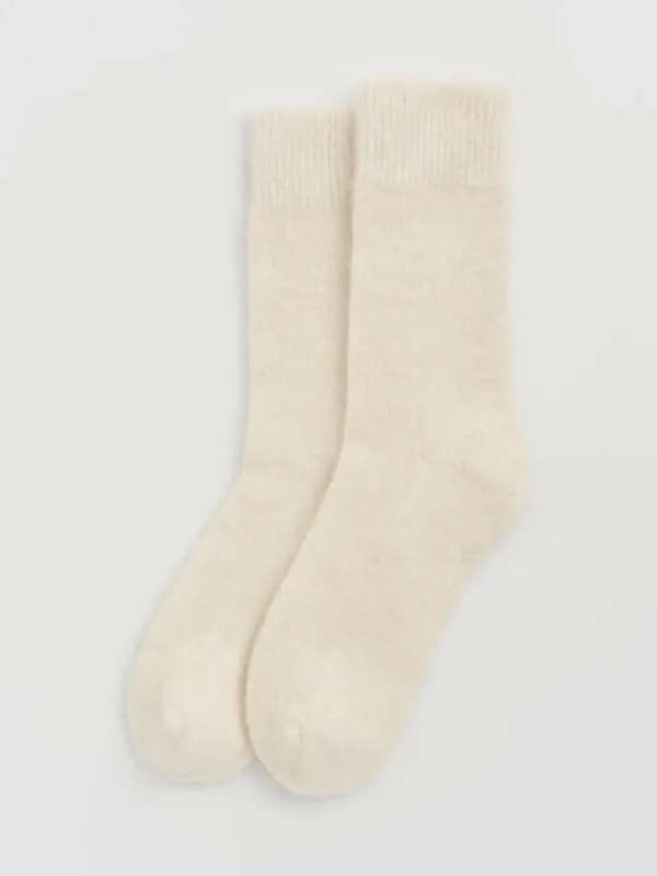 Ultra Soft Alpaca Bed Socks - Clotted Cream