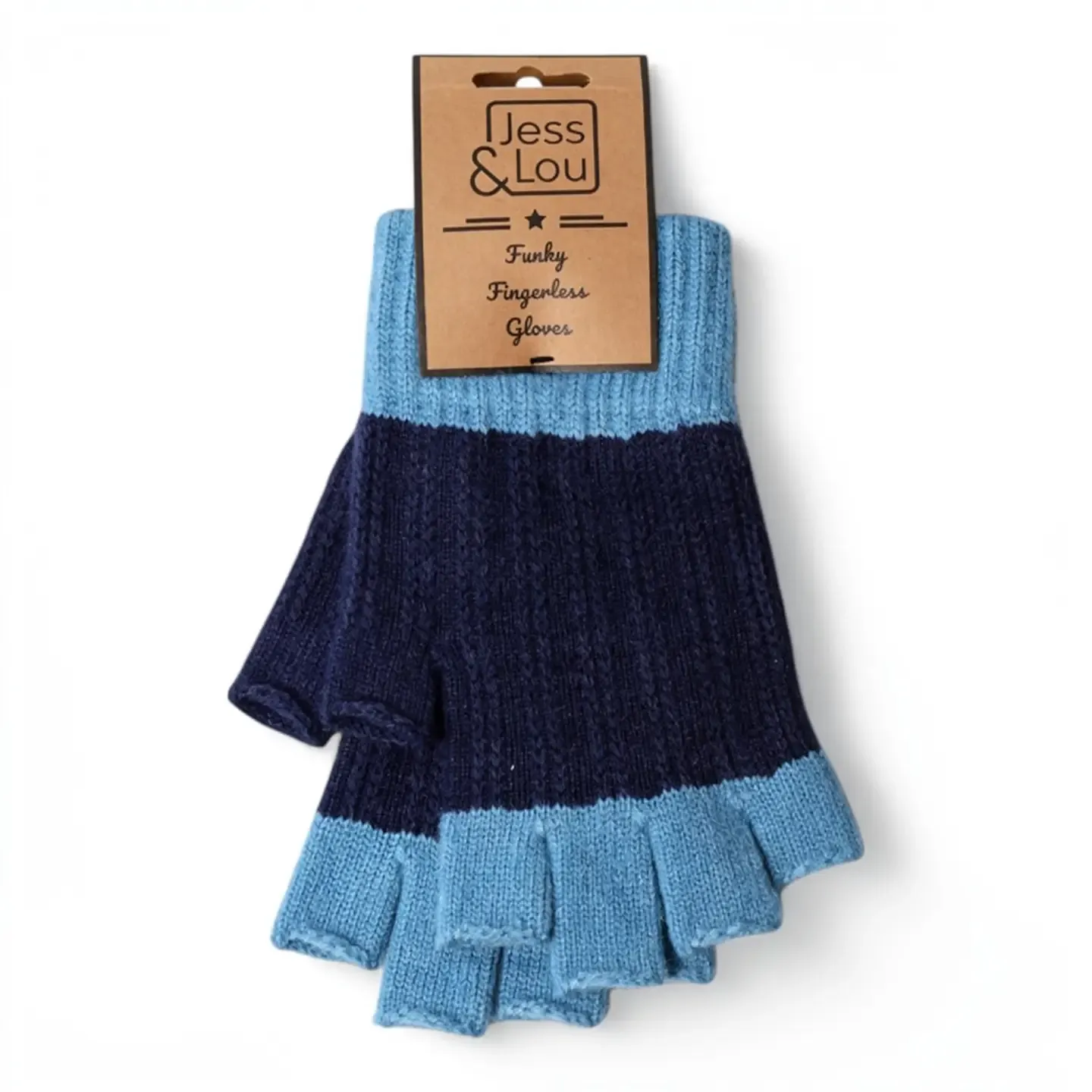 Open Finger Gloves - Blue and Cornflower