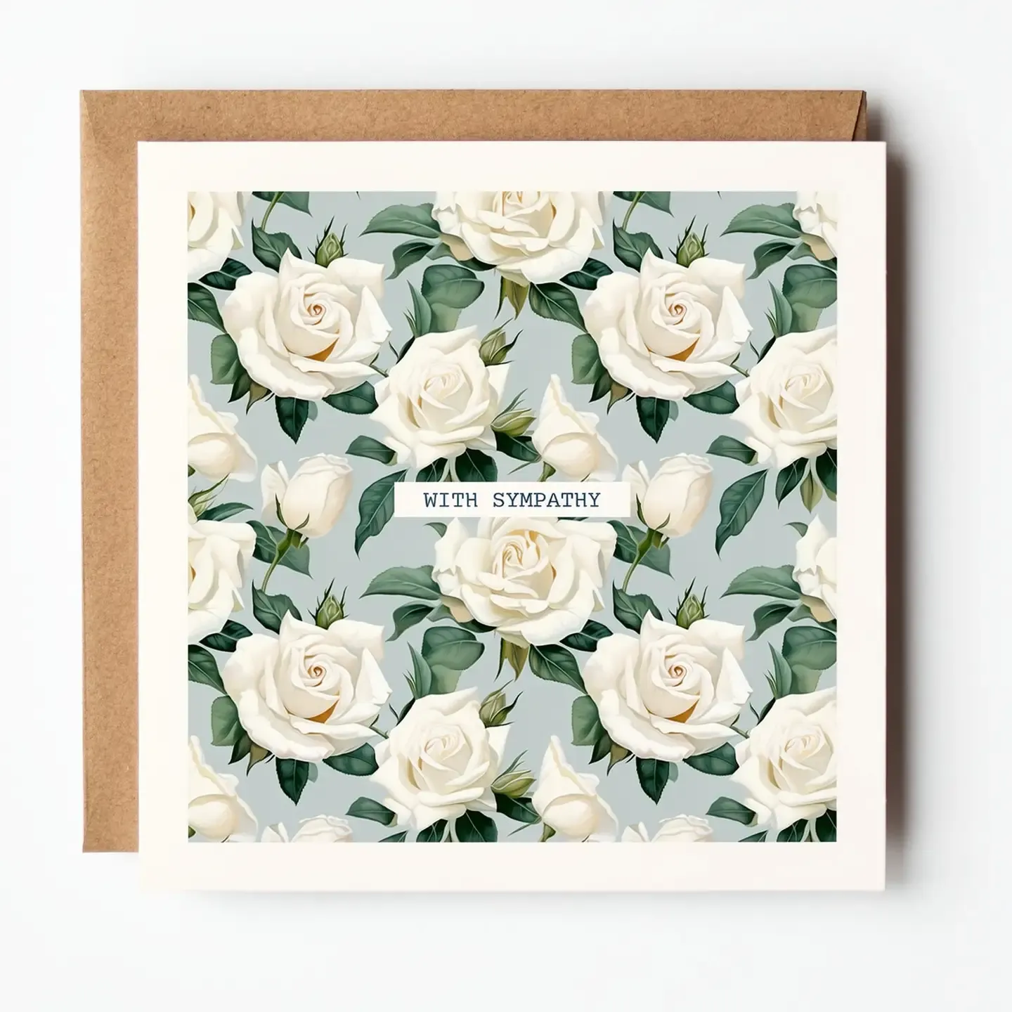 Sympathy Card - White Roses