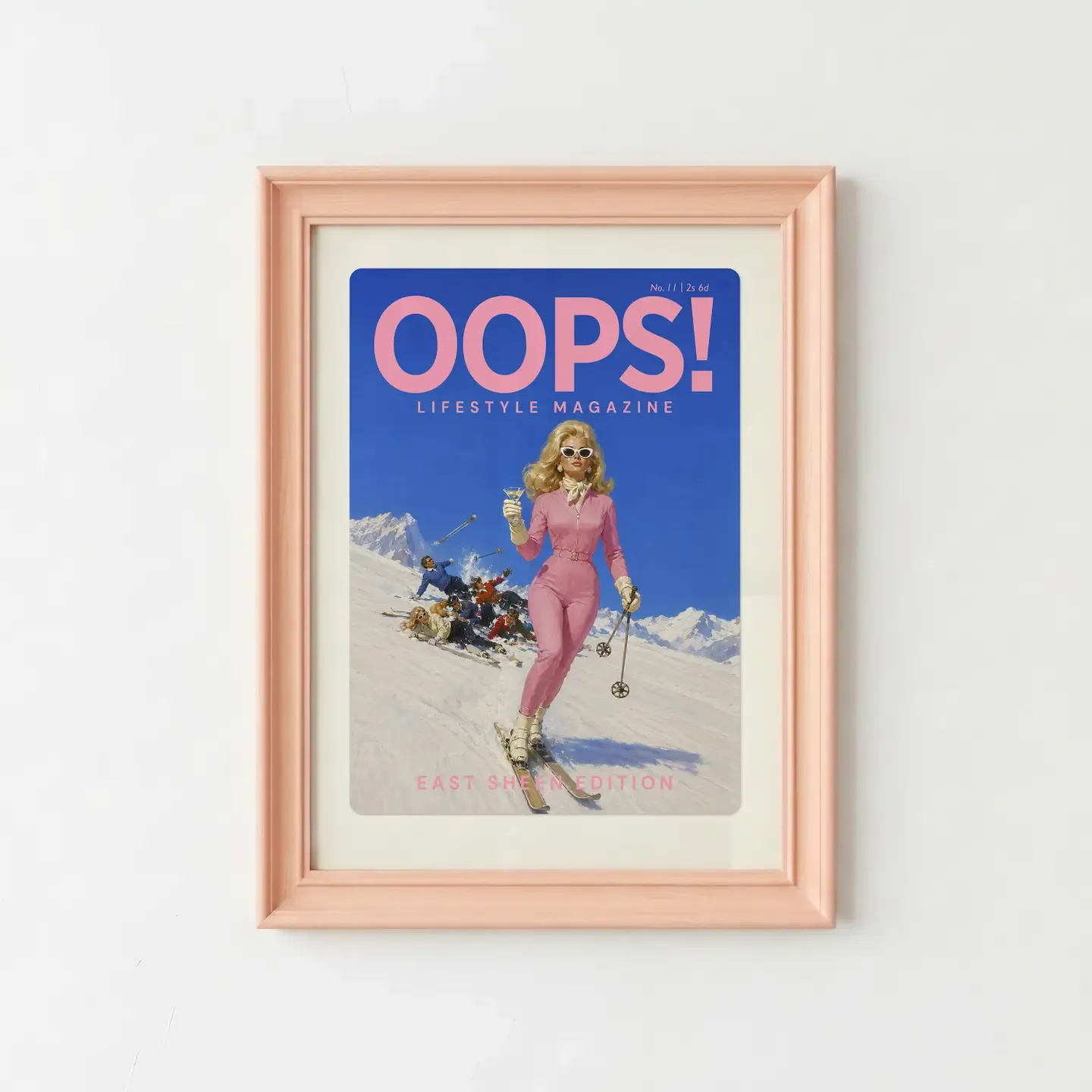 Oops! Magazine Ski-ing Pink - A4 Print