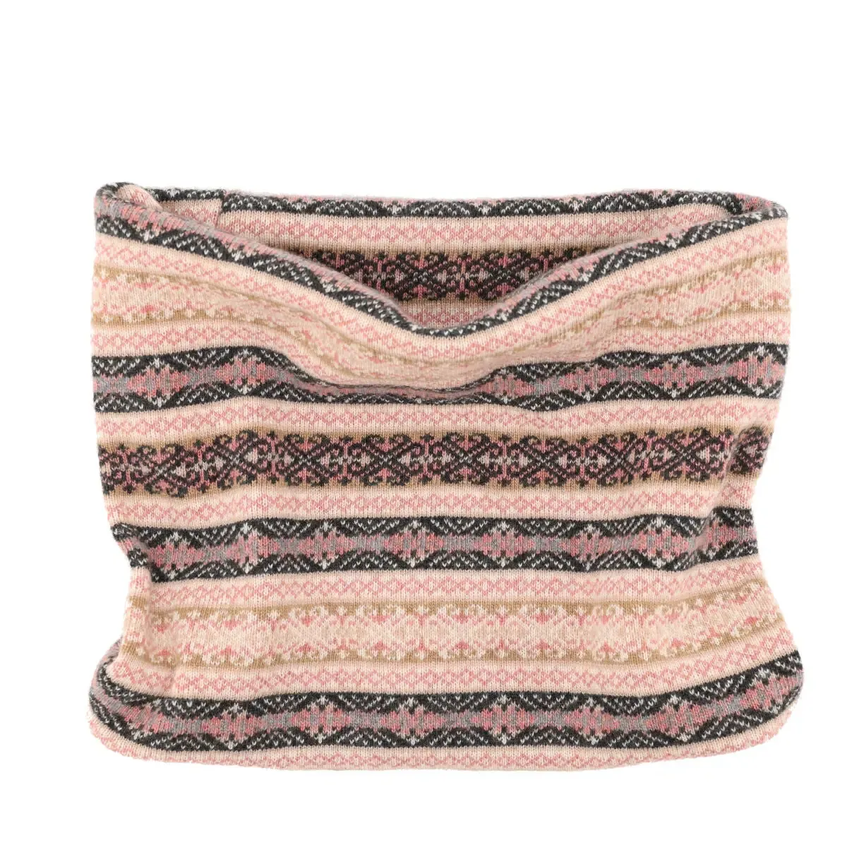 Cashmere Blend Fairisle Snood - Anthracite Whisper