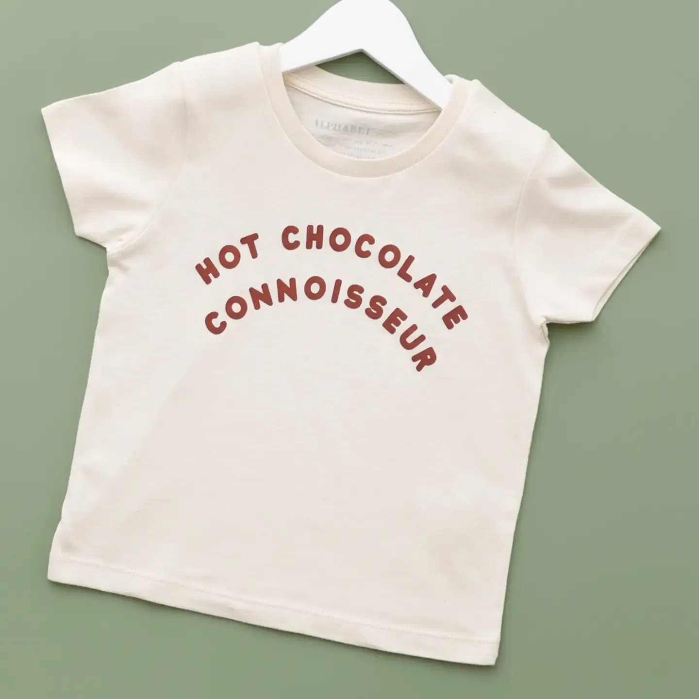 The perfect kid's tee for little ones who know and love their hot chocolate!  Our 'Hot Chocolate Connoisseur' design has been screenprinted onto a soft, 100% organic natural flecked cotton t-shirt.