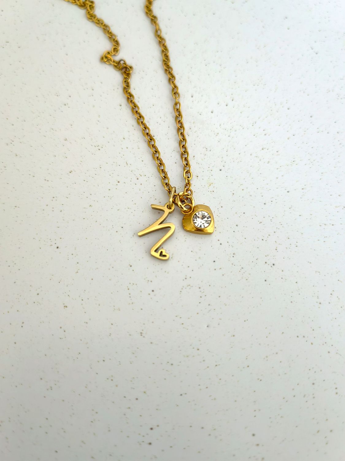 INITIAL HEART CHARM NECKLACE