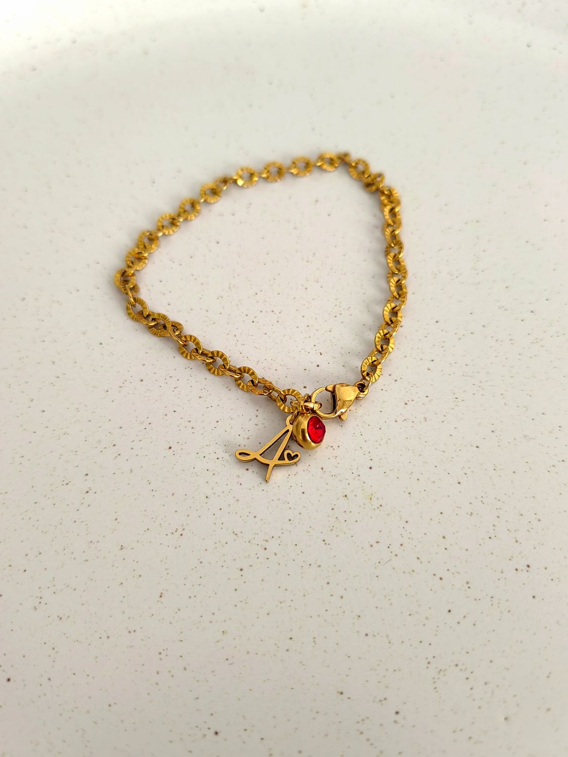 INITIAL AND BIRTHSTONE BRACELET