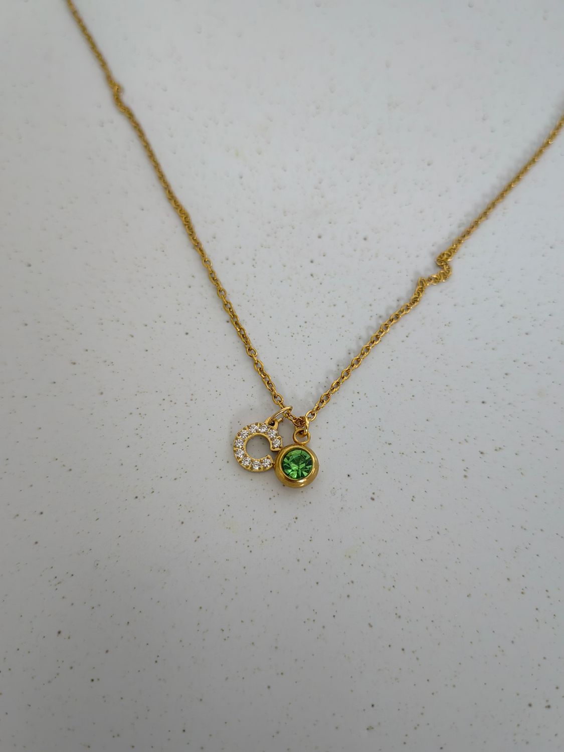 CUBIC LETTER CHARM NECKLACE