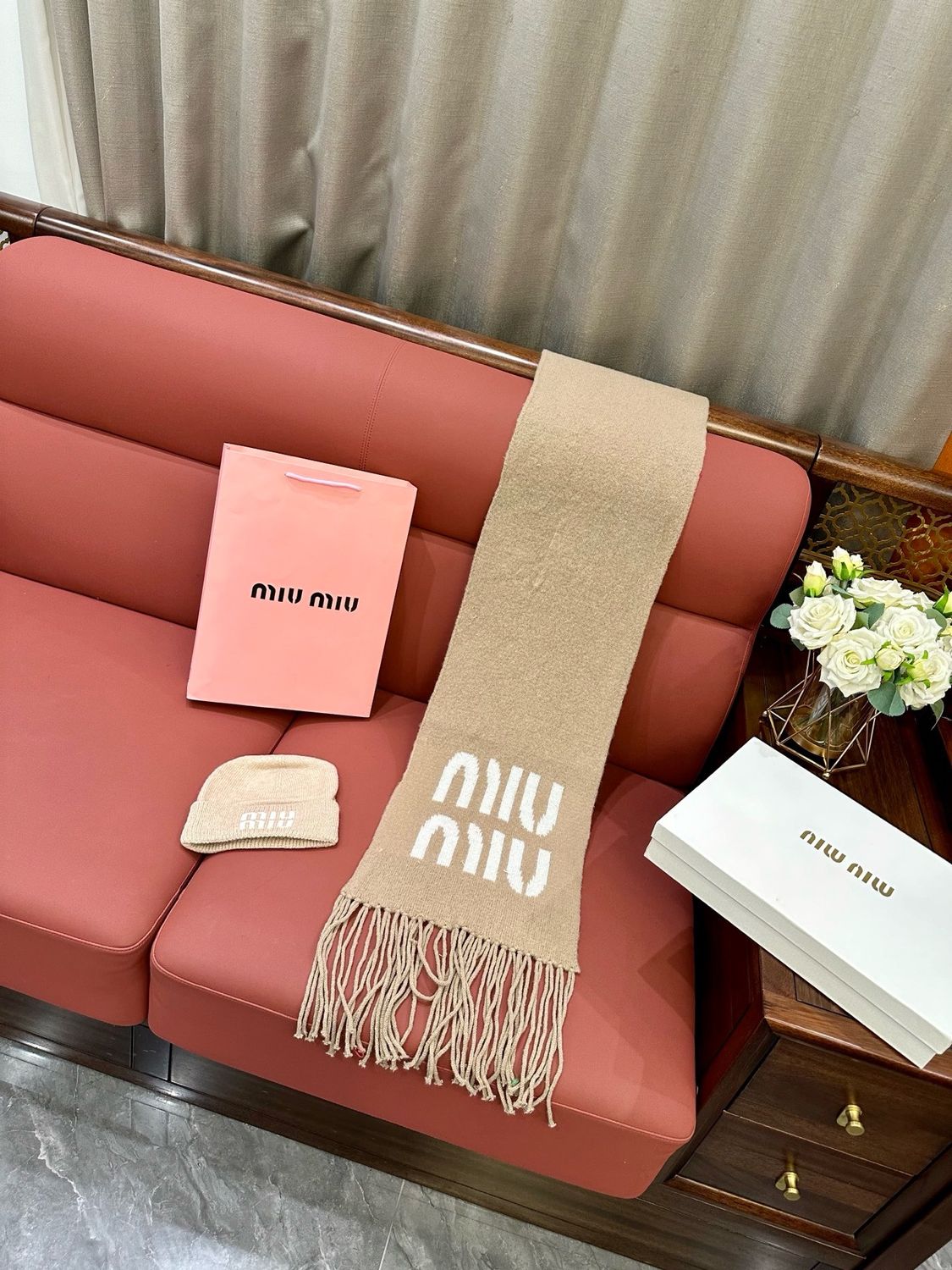 Set of scarf and hat Miu Miu