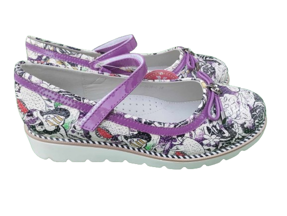 Baleriny Pantofelki FIOLET kwiaty skórzana wkładka Tomm rozmiary 33 - 38