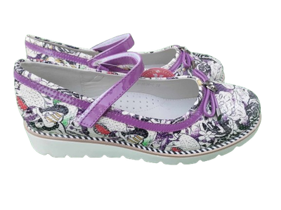 Baleriny Pantofelki FIOLET kwiaty skórzana wkładka Tomm rozmiary 33 - 38